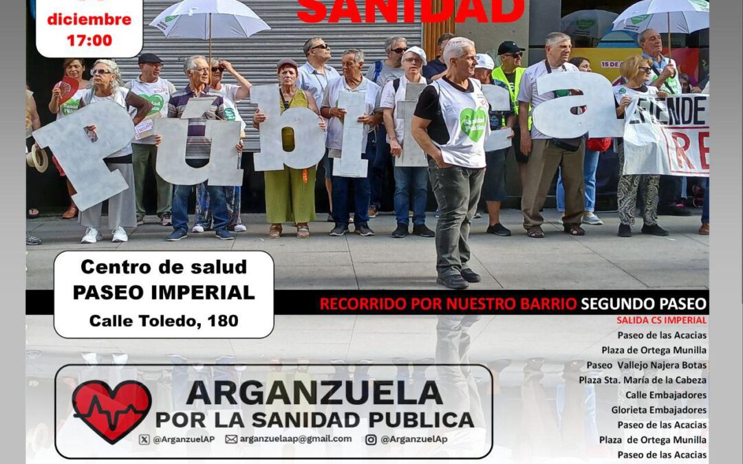 Arganzuela sale de paseo por 2 vez por  la Sanidad Pública.